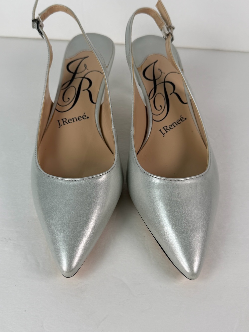 J. Reneé Florette Women’s 8.5M Silver Slingback Pointed Toe Dress Pumps - Picture 8 of 14